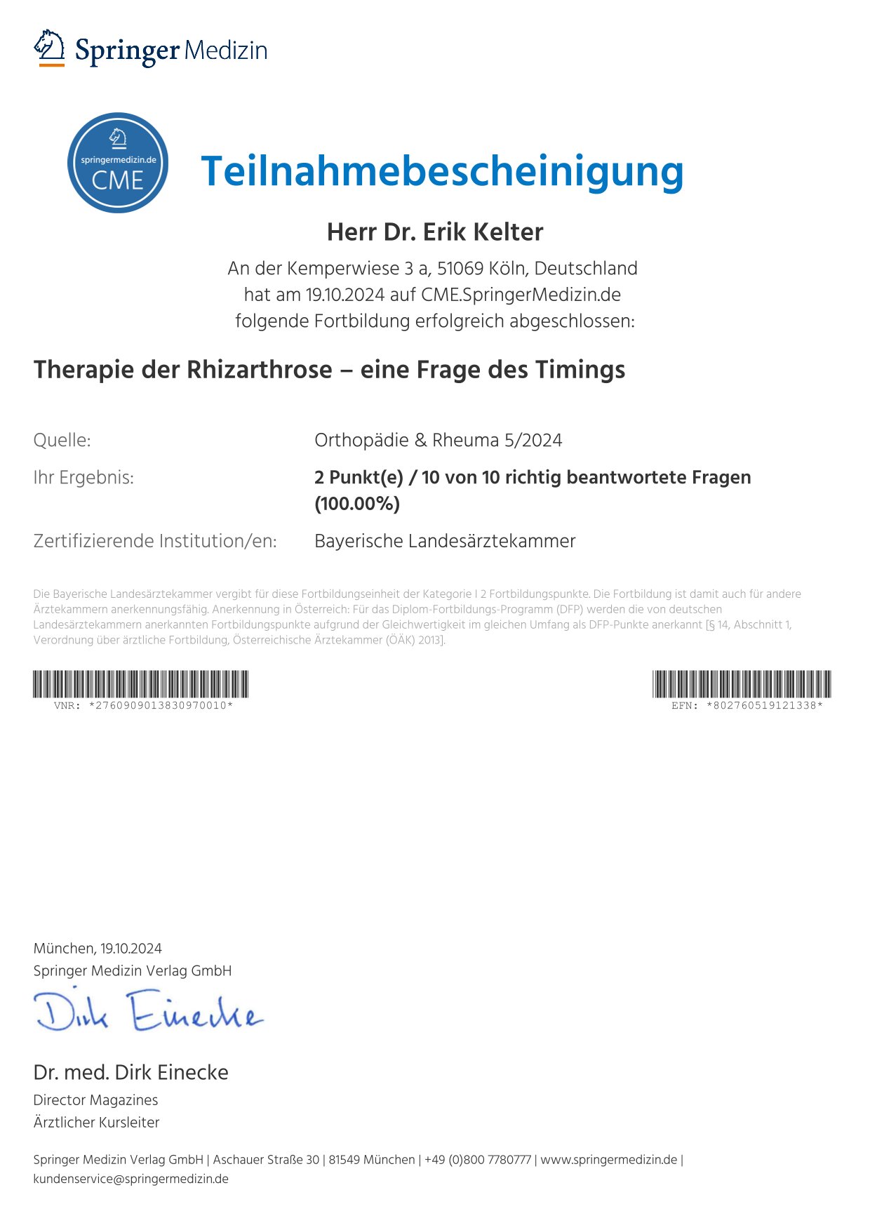 Orthopdie Rheuma 5 2024 Therapie der Rhizarthrose eine Frage des Timings-